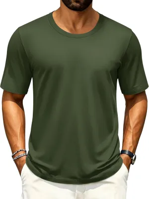 Cotrasen Men's T Shirts Cotton Short Sleeve Shirts for Men Casual Crew Neck Basic T-Shirts Summer Soft Comfort Tee Shirts