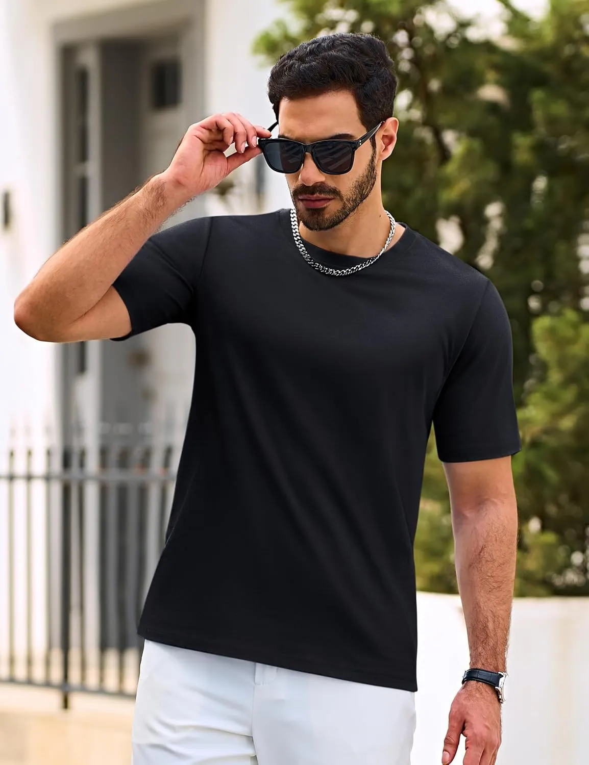 Cotrasen Men's T Shirts Cotton Short Sleeve Shirts for Men Casual Crew Neck Basic T-Shirts Summer Soft Comfort Tee Shirts