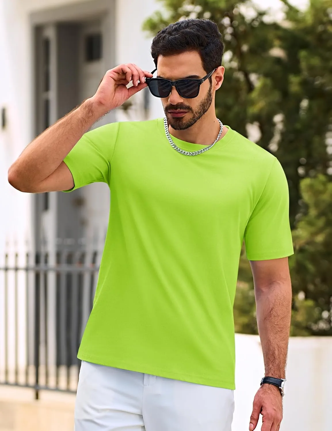 Cotrasen Men's T Shirts Cotton Short Sleeve Shirts for Men Casual Crew Neck Basic T-Shirts Summer Soft Comfort Tee Shirts