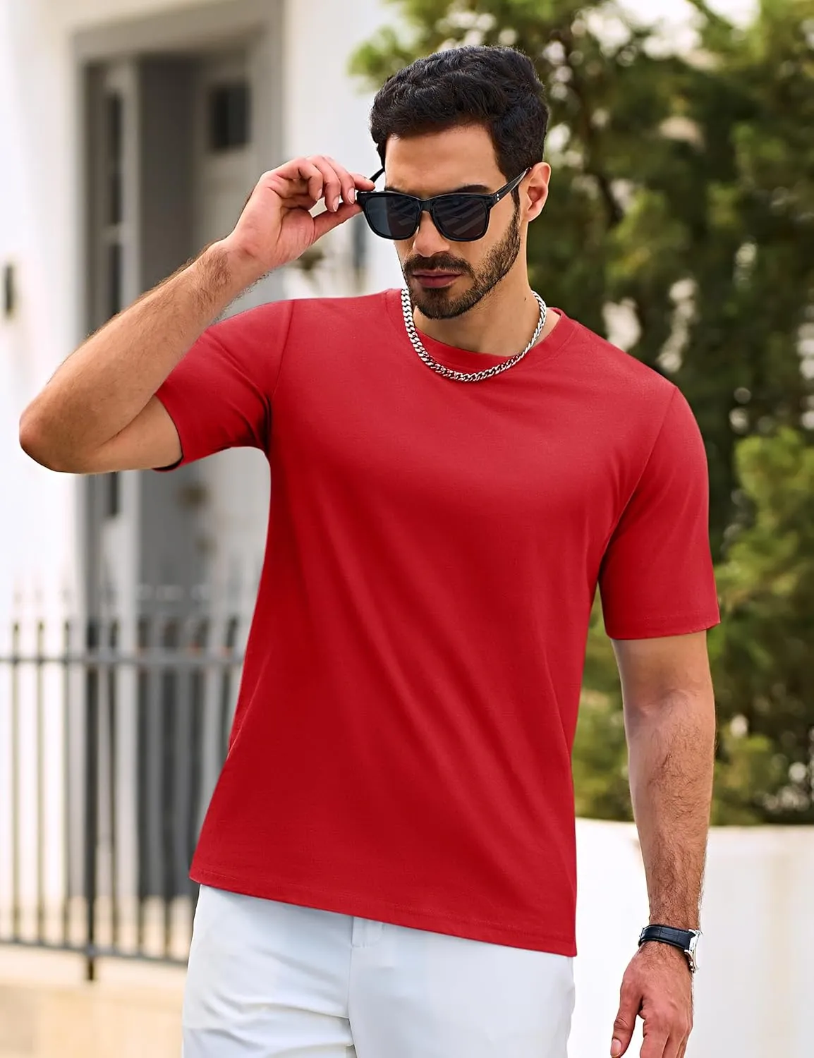 Cotrasen Men's T Shirts Cotton Short Sleeve Shirts for Men Casual Crew Neck Basic T-Shirts Summer Soft Comfort Tee Shirts