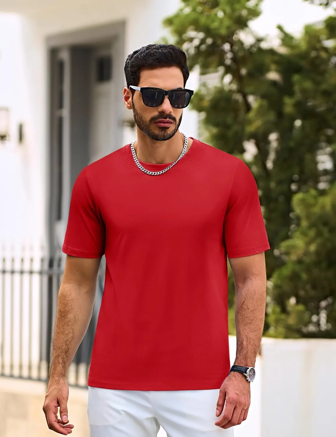 Cotrasen Men's T Shirts Cotton Short Sleeve Shirts for Men Casual Crew Neck Basic T-Shirts Summer Soft Comfort Tee Shirts