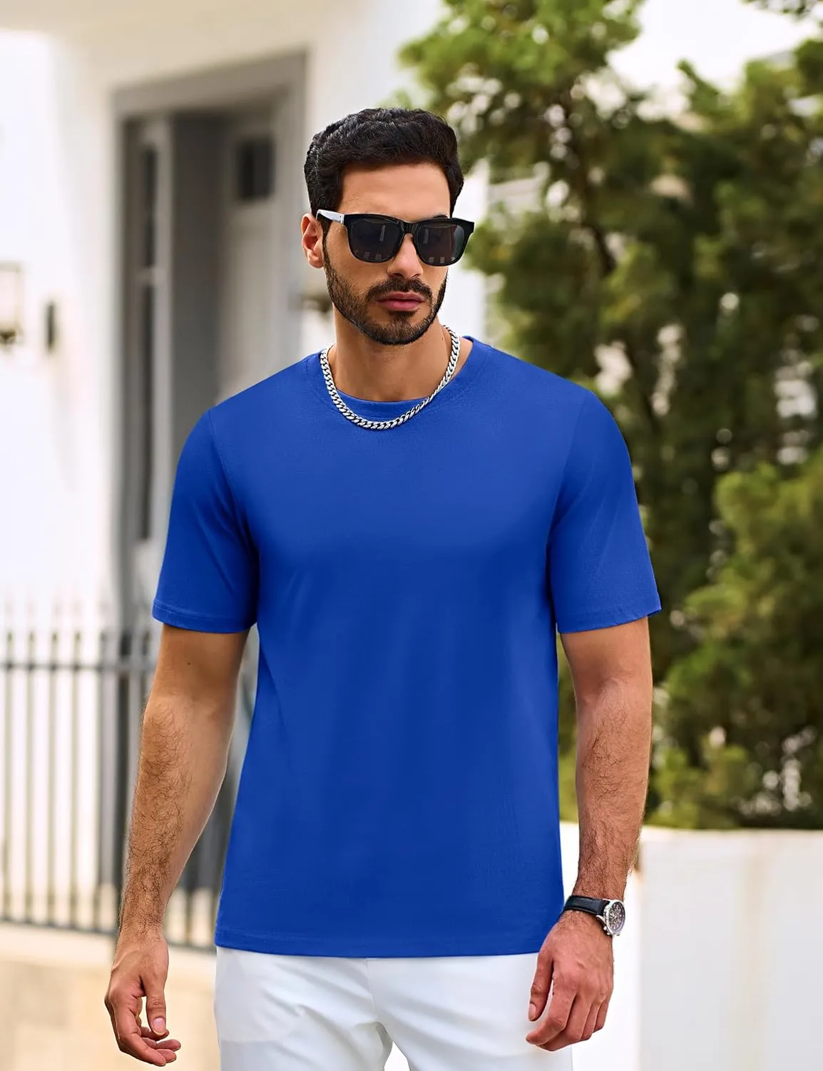 Cotrasen Men's T Shirts Cotton Short Sleeve Shirts for Men Casual Crew Neck Basic T-Shirts Summer Soft Comfort Tee Shirts