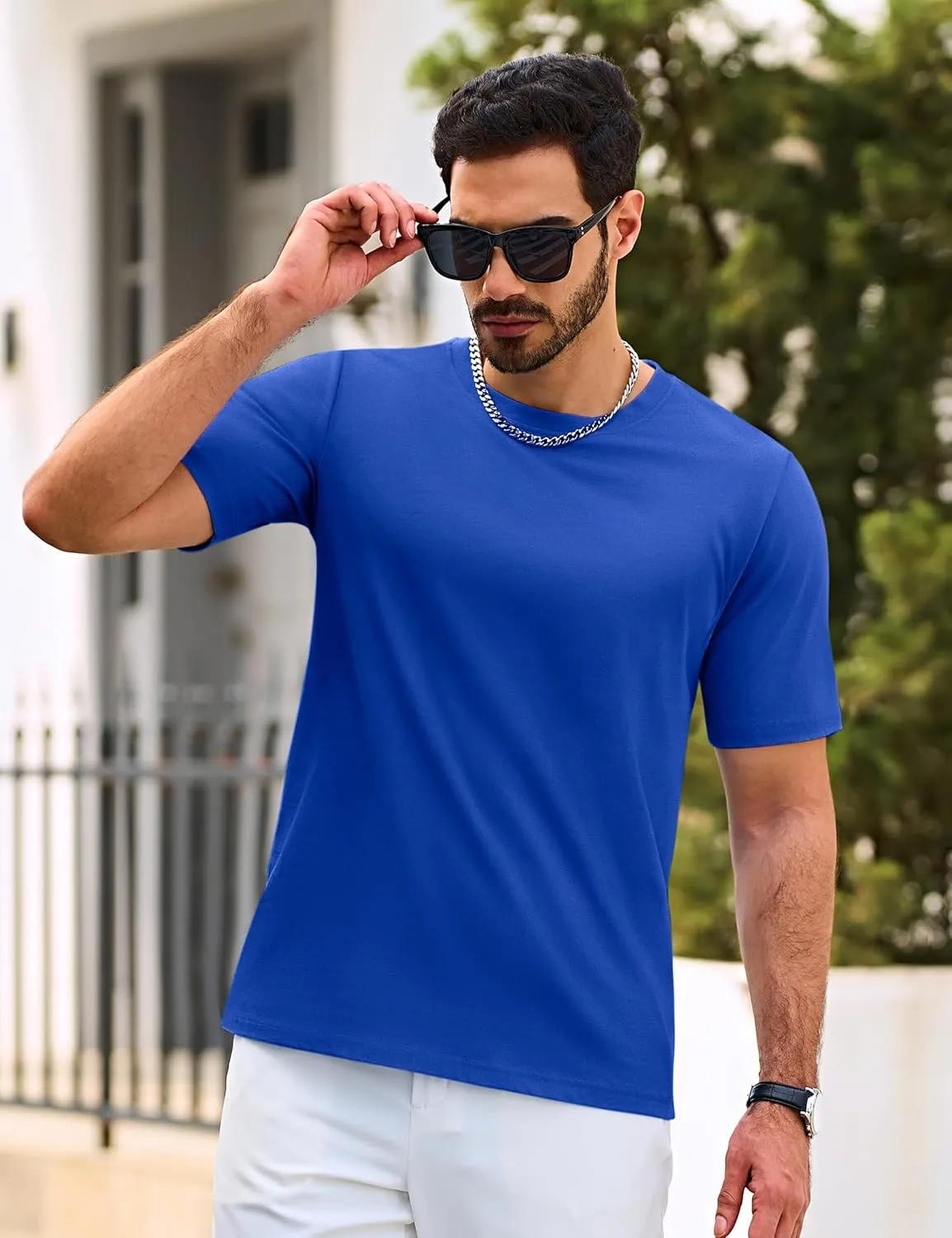 Cotrasen Men's T Shirts Cotton Short Sleeve Shirts for Men Casual Crew Neck Basic T-Shirts Summer Soft Comfort Tee Shirts