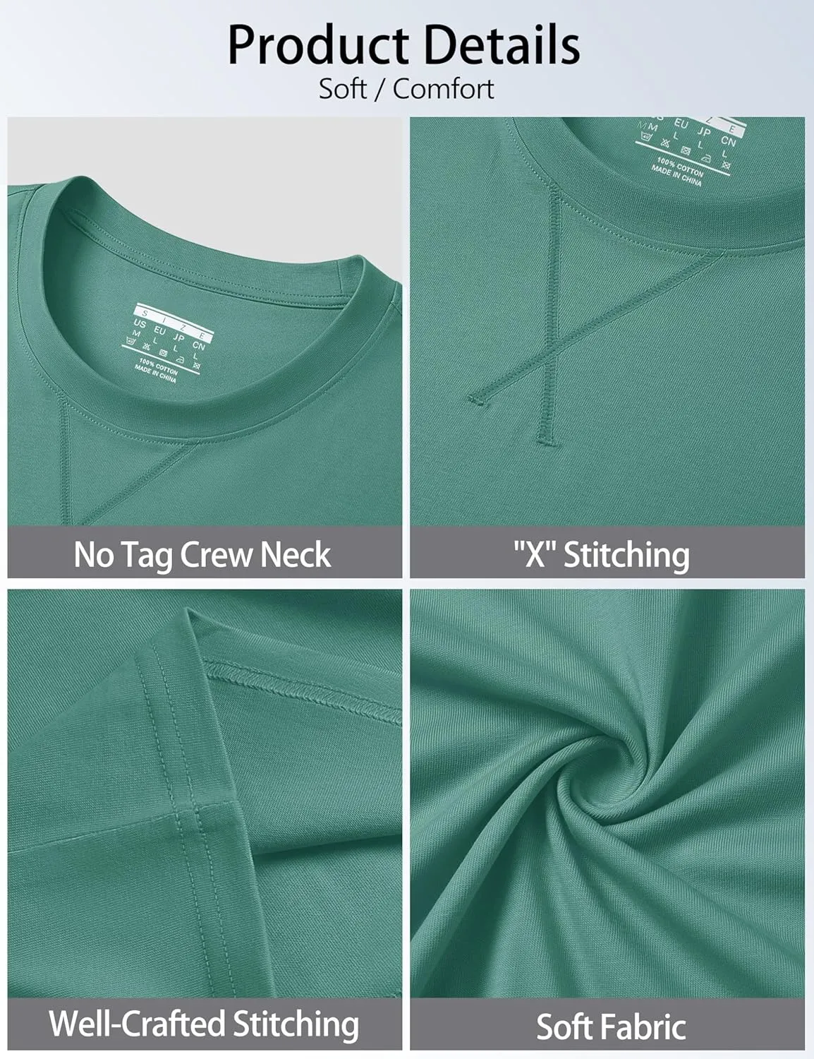 Cotrasen Men's T Shirts Cotton Short Sleeve Shirts for Men Soft Comfort Crew Neck T-Shirts Casual Fashion Summer Tee Shirts