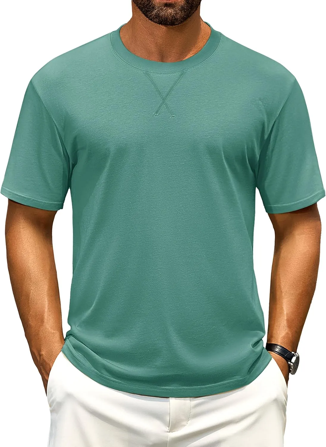 Cotrasen Men's T Shirts Cotton Short Sleeve Shirts for Men Soft Comfort Crew Neck T-Shirts Casual Fashion Summer Tee Shirts