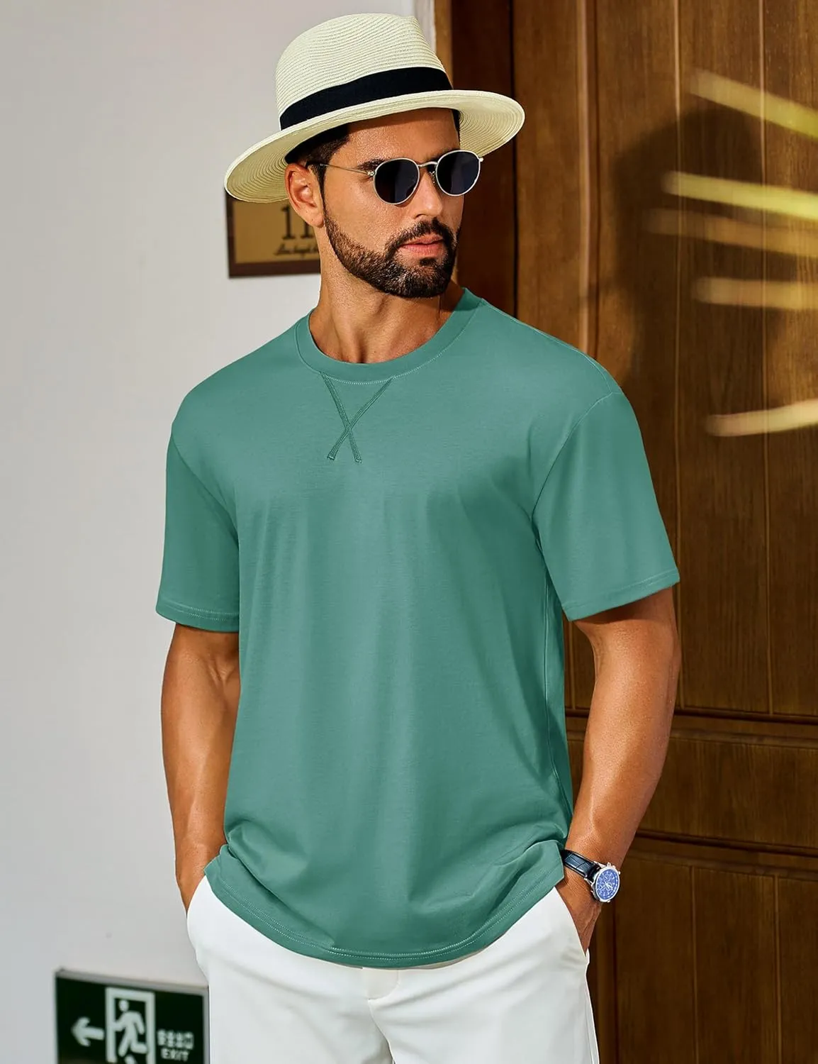 Cotrasen Men's T Shirts Cotton Short Sleeve Shirts for Men Soft Comfort Crew Neck T-Shirts Casual Fashion Summer Tee Shirts