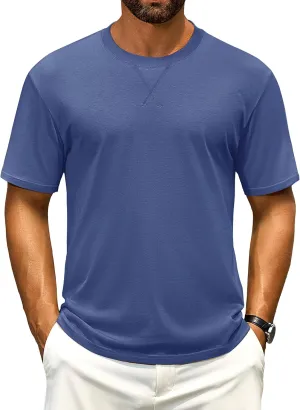 Cotrasen Men's T Shirts Cotton Short Sleeve Shirts for Men Soft Comfort Crew Neck T-Shirts Casual Fashion Summer Tee Shirts