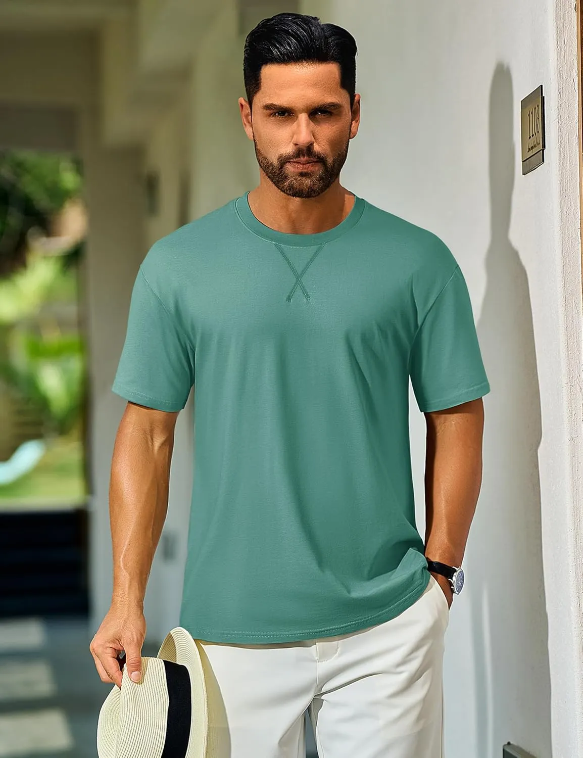 Cotrasen Men's T Shirts Cotton Short Sleeve Shirts for Men Soft Comfort Crew Neck T-Shirts Casual Fashion Summer Tee Shirts