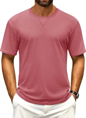 Cotrasen Men's T Shirts Cotton Short Sleeve Shirts for Men Soft Comfort Crew Neck T-Shirts Casual Fashion Summer Tee Shirts