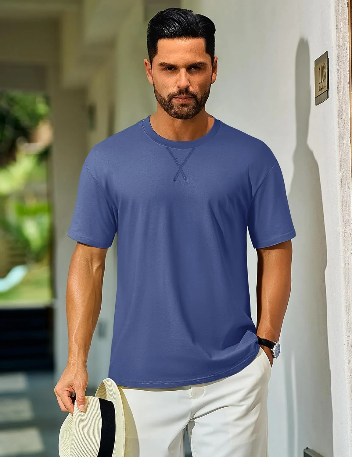 Cotrasen Men's T Shirts Cotton Short Sleeve Shirts for Men Soft Comfort Crew Neck T-Shirts Casual Fashion Summer Tee Shirts
