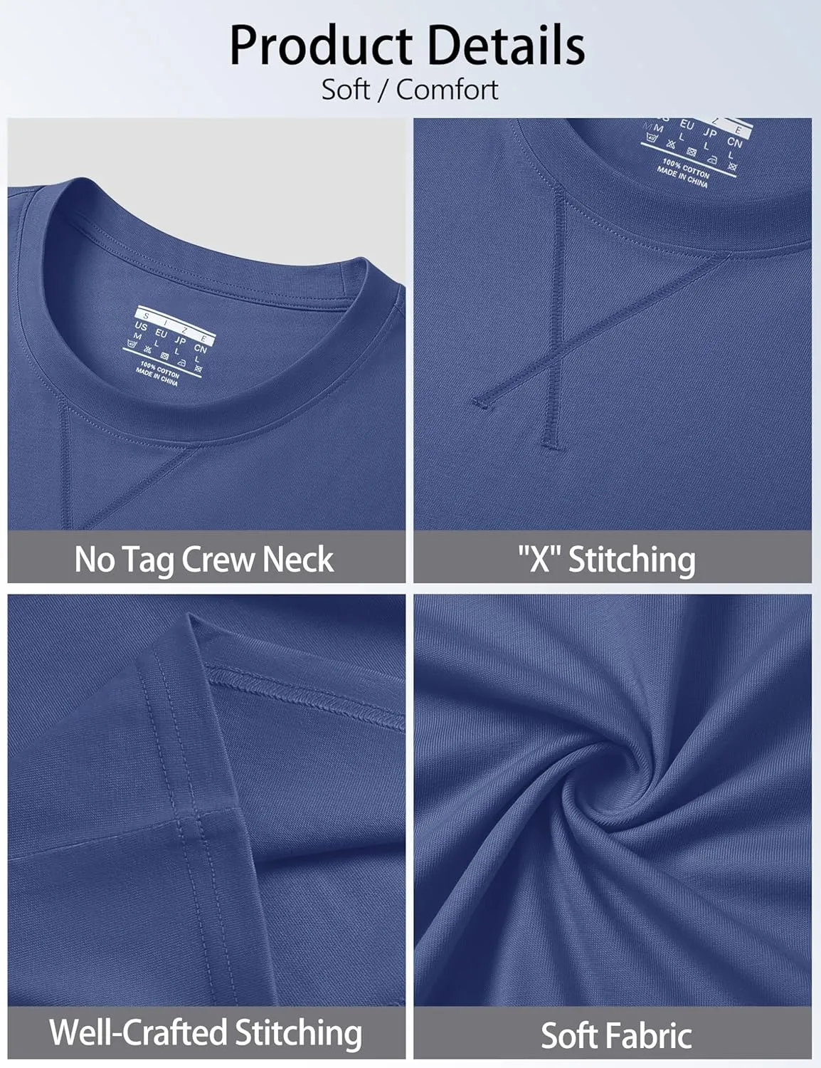 Cotrasen Men's T Shirts Cotton Short Sleeve Shirts for Men Soft Comfort Crew Neck T-Shirts Casual Fashion Summer Tee Shirts