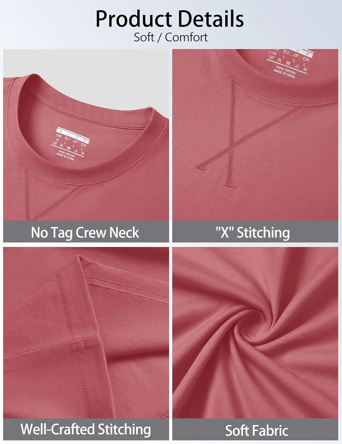 Cotrasen Men's T Shirts Cotton Short Sleeve Shirts for Men Soft Comfort Crew Neck T-Shirts Casual Fashion Summer Tee Shirts