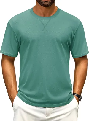 Cotrasen Men's T Shirts Cotton Short Sleeve Shirts for Men Soft Comfort Crew Neck T-Shirts Casual Fashion Summer Tee Shirts