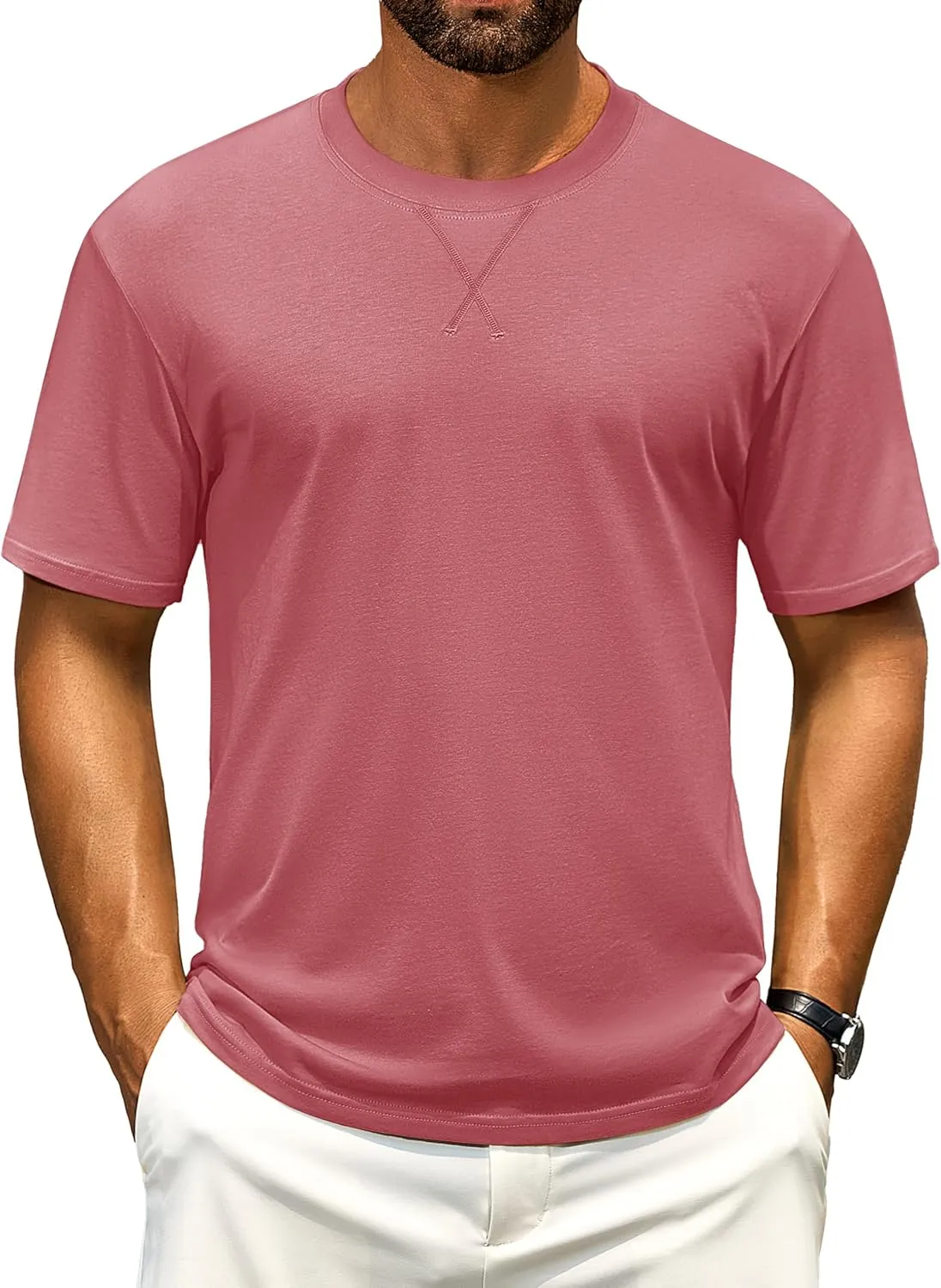 Cotrasen Men's T Shirts Cotton Short Sleeve Shirts for Men Soft Comfort Crew Neck T-Shirts Casual Fashion Summer Tee Shirts