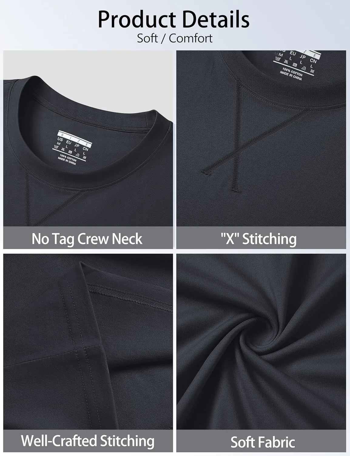Cotrasen Men's T Shirts Cotton Short Sleeve Shirts for Men Soft Comfort Crew Neck T-Shirts Casual Fashion Summer Tee Shirts