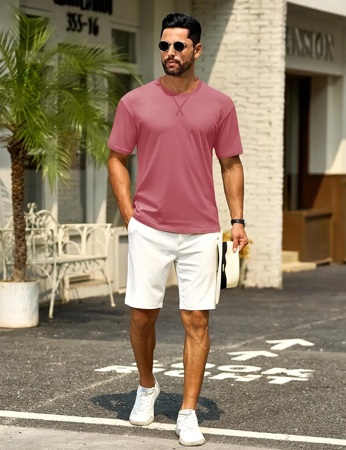 Cotrasen Men's T Shirts Cotton Short Sleeve Shirts for Men Soft Comfort Crew Neck T-Shirts Casual Fashion Summer Tee Shirts