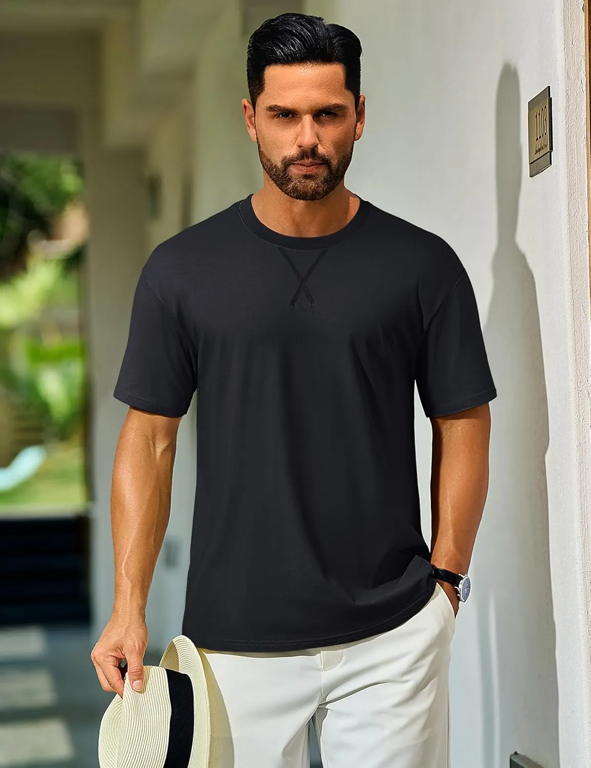 Cotrasen Men's T Shirts Cotton Short Sleeve Shirts for Men Soft Comfort Crew Neck T-Shirts Casual Fashion Summer Tee Shirts