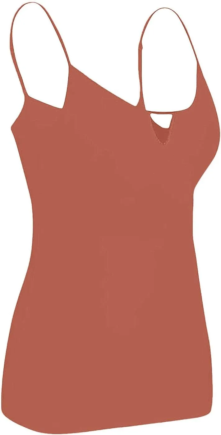 Cotton Camisole Tops for Women Casual Built in Bra Sleeveless Tank Top Spaghetti Strap Basic Active Cami Undershirts