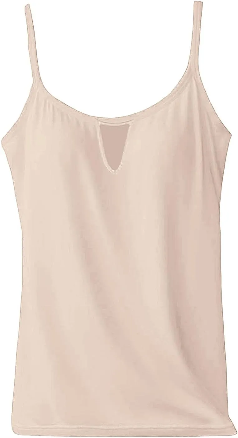 Cotton Camisole Tops for Women Casual Built in Bra Sleeveless Tank Top Spaghetti Strap Basic Active Cami Undershirts