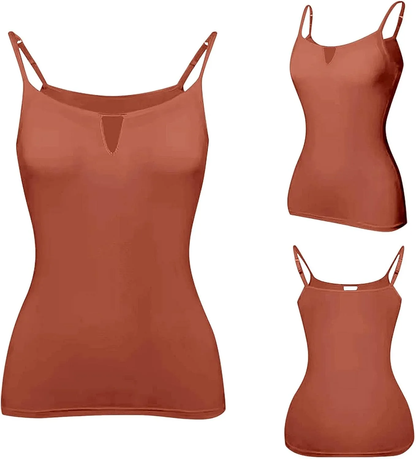 Cotton Camisole Tops for Women Casual Built in Bra Sleeveless Tank Top Spaghetti Strap Basic Active Cami Undershirts