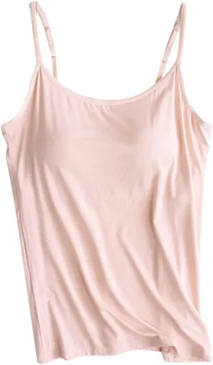 Cotton Shelf Bra Without Ring Cup Camisole Tops for Women Adjustable Spaghetti Strap Ballet Tank Summer Cami Shirt
