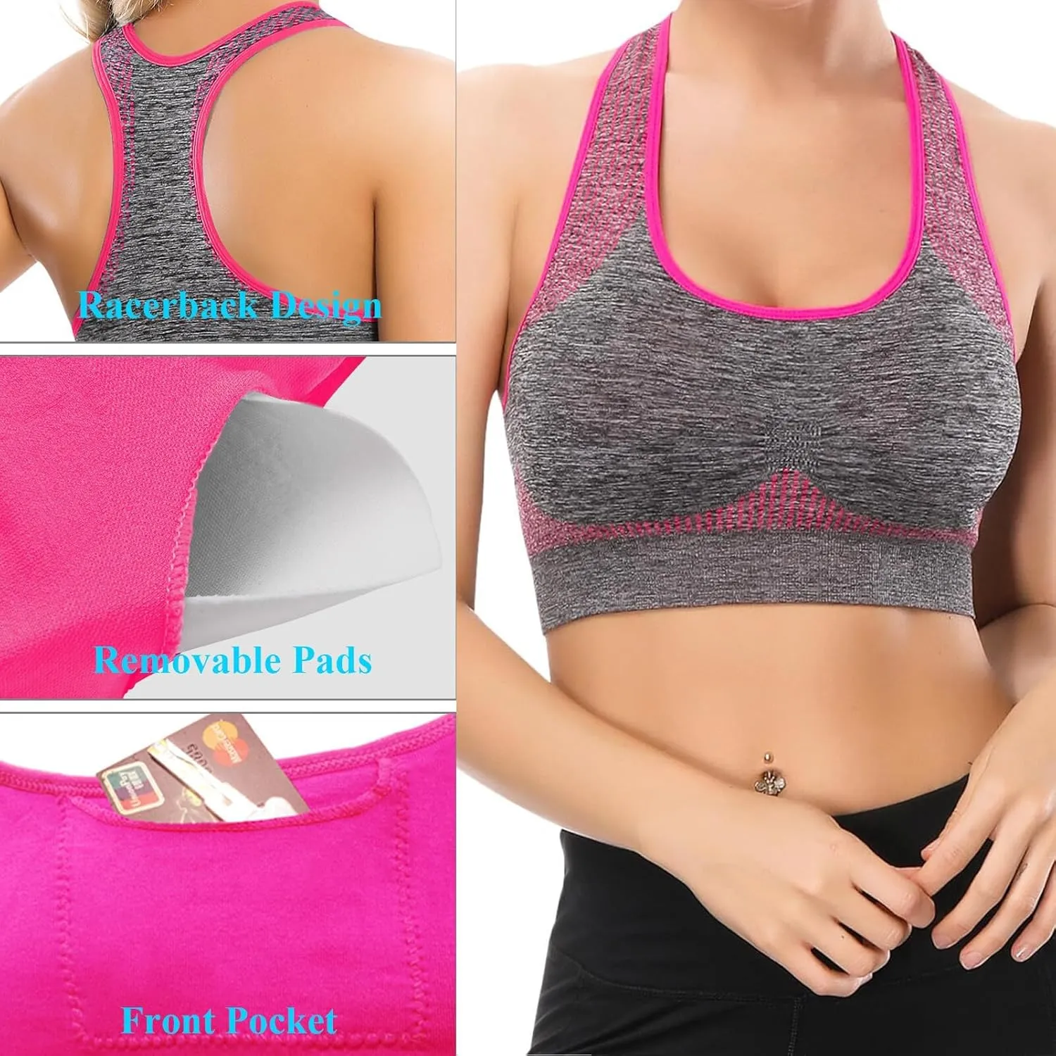 Cotton Sports Bras for Women High Support Large Bust Shockproof Gathering Wirefree No Underwire Quick Dry Underwear