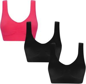 Ctreela Women's Built Up Tank Style Sports Bra, 3 Pack Cami Workout Bras, Seamless Comfortable Sports Bra for Gym Work Sleep
