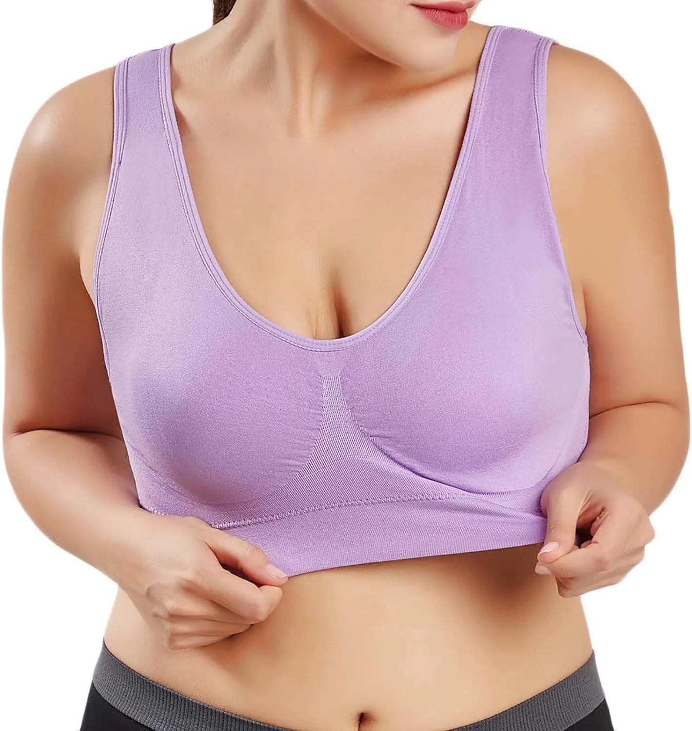 Ctreela Women's Built Up Tank Style Sports Bra, 3 Pack Cami Workout Bras, Seamless Comfortable Sports Bra for Gym Work Sleep