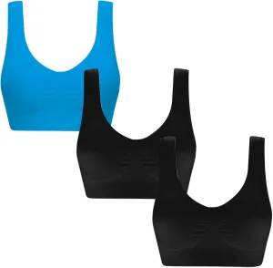 Ctreela Women's Built Up Tank Style Sports Bra, 3 Pack Cami Workout Bras, Seamless Comfortable Sports Bra for Gym Work Sleep