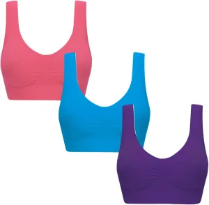 Ctreela Women's Built Up Tank Style Sports Bra, 3 Pack Cami Workout Bras, Seamless Comfortable Sports Bra for Gym Work Sleep