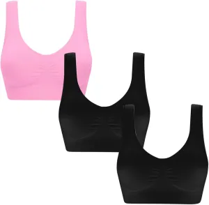 Ctreela Women's Built Up Tank Style Sports Bra, 3 Pack Cami Workout Bras, Seamless Comfortable Sports Bra for Gym Work Sleep