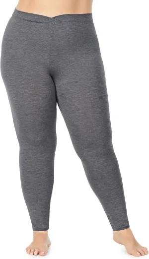 Cuddl Duds Softwear with Stretch Leggings for Women - Soft Lightweight Base Layer Tights - Mid Rise Crossover Waistband
