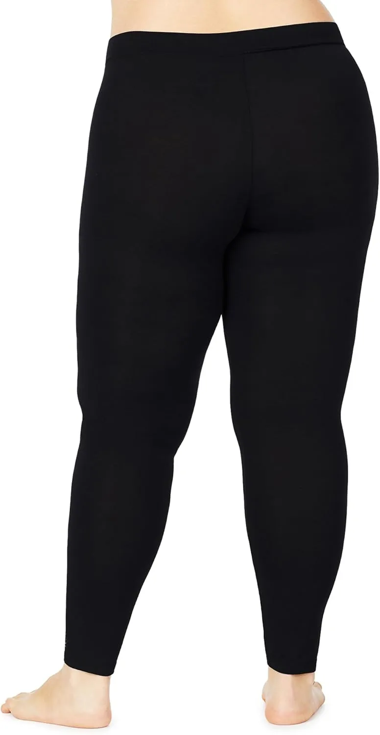 Cuddl Duds Softwear with Stretch Leggings for Women - Soft Lightweight Base Layer Tights - Mid Rise Crossover Waistband
