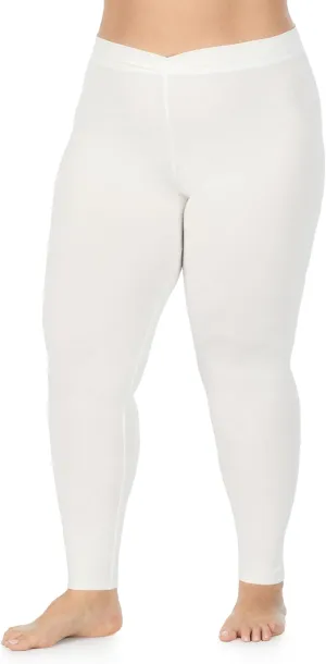 Cuddl Duds Softwear with Stretch Leggings for Women - Soft Lightweight Base Layer Tights - Mid Rise Crossover Waistband