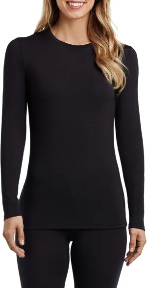 Cuddl Duds Women's Softwear with Stretch Long Sleeve Crew Neck Top -Layering Top with Smooth Fabrication, Body-Hugging Fit