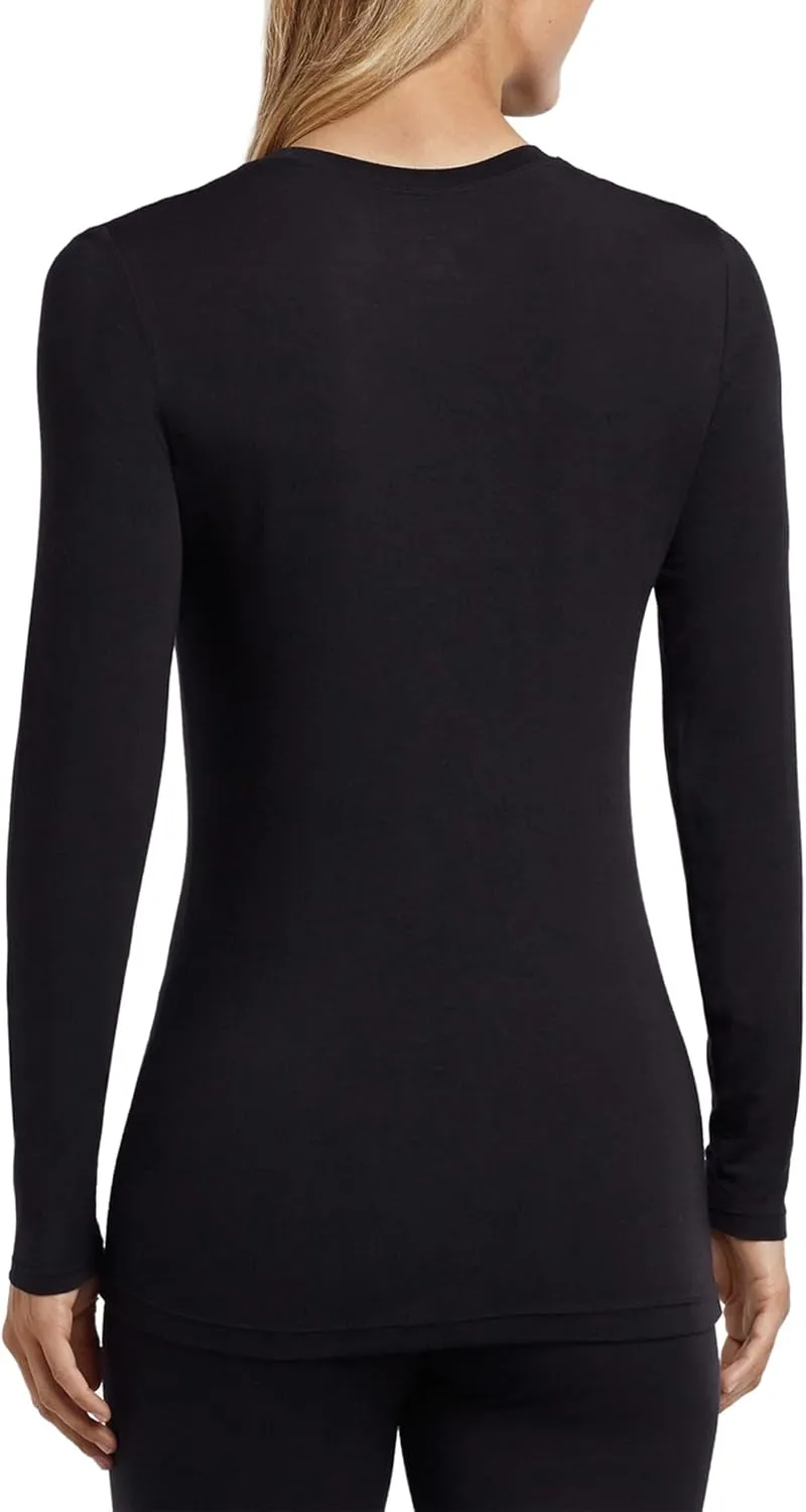Cuddl Duds Women's Softwear with Stretch Long Sleeve Crew Neck Top -Layering Top with Smooth Fabrication, Body-Hugging Fit