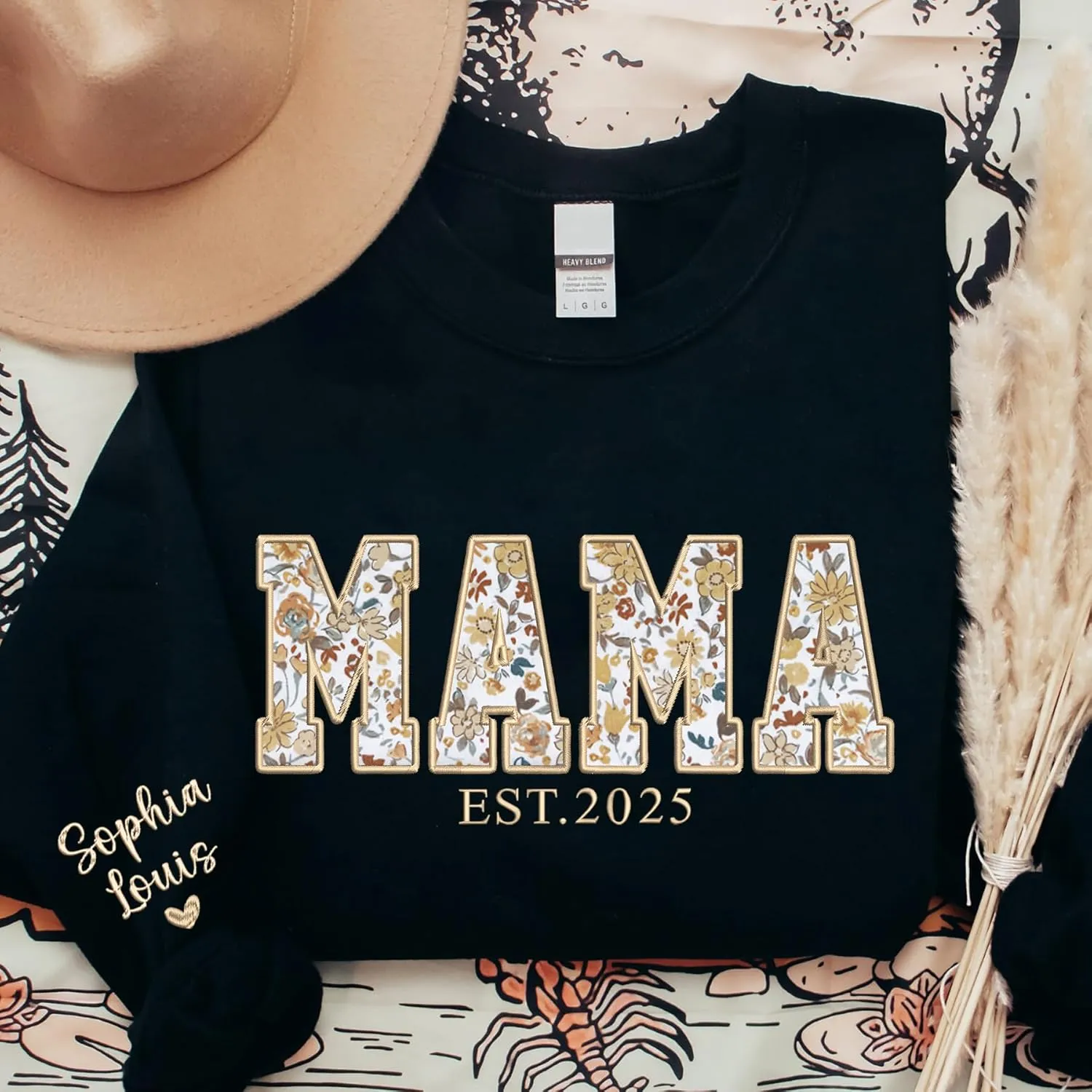 Custom Mama Applique Sweatshirt, Personalized Mama Embroidered Sweatshirt, Christmas, New Mom Gift