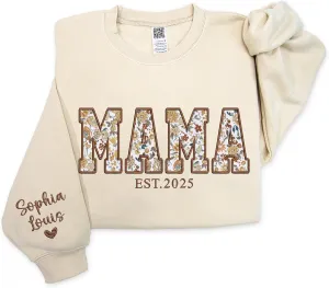 Custom Mama Applique Sweatshirt, Personalized Mama Embroidered Sweatshirt, Christmas, New Mom Gift