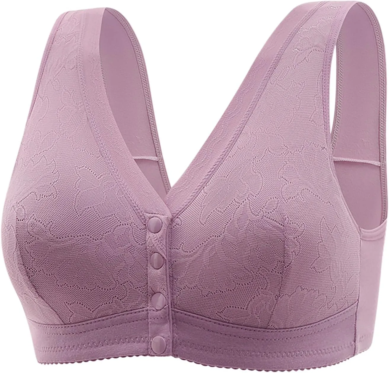 Daisy Bras for Women Plus Size Wireless Front Button Closure Lace Bra Push Up Full Support Breathable Bralettes