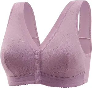 Daisy Bras for Women Plus Size Wireless Front Button Closure Lace Bra Push Up Full Support Breathable Bralettes