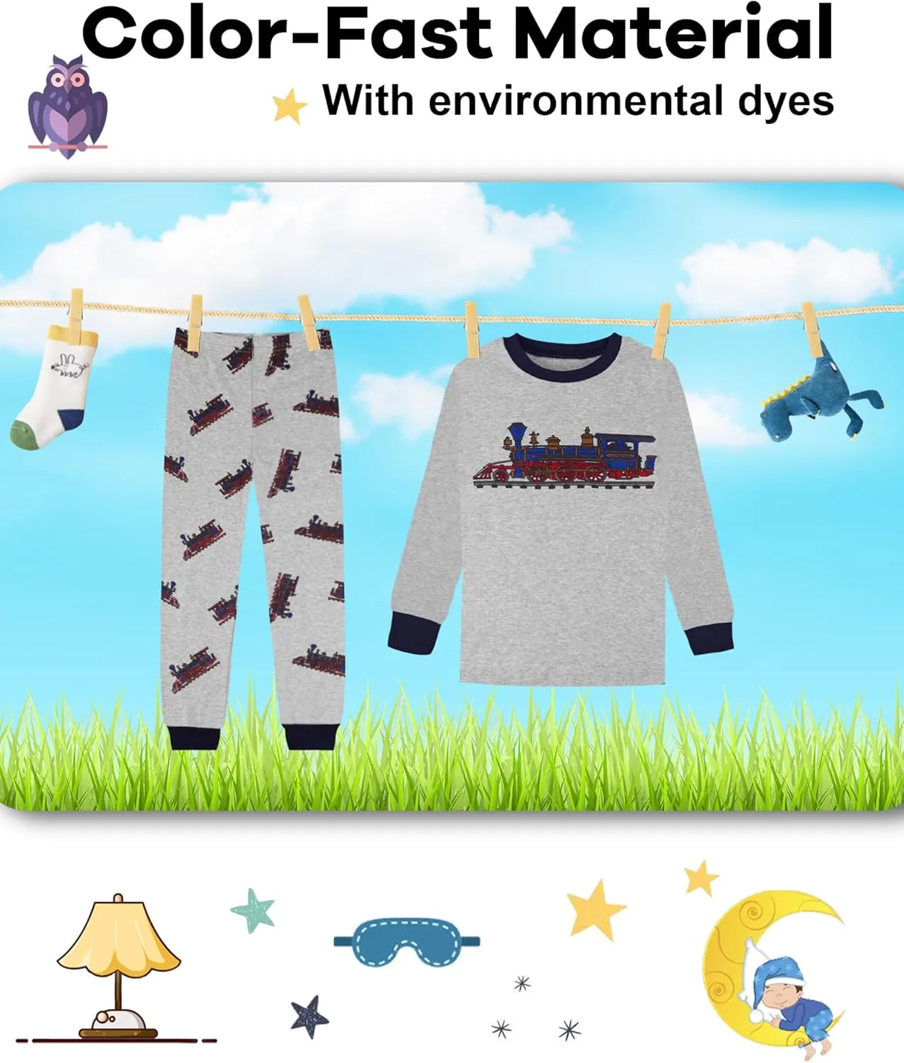 DAUGHTER QUEEN Boys 100% Cotton Long Sleeve Pajamas Size 18Months-12Years