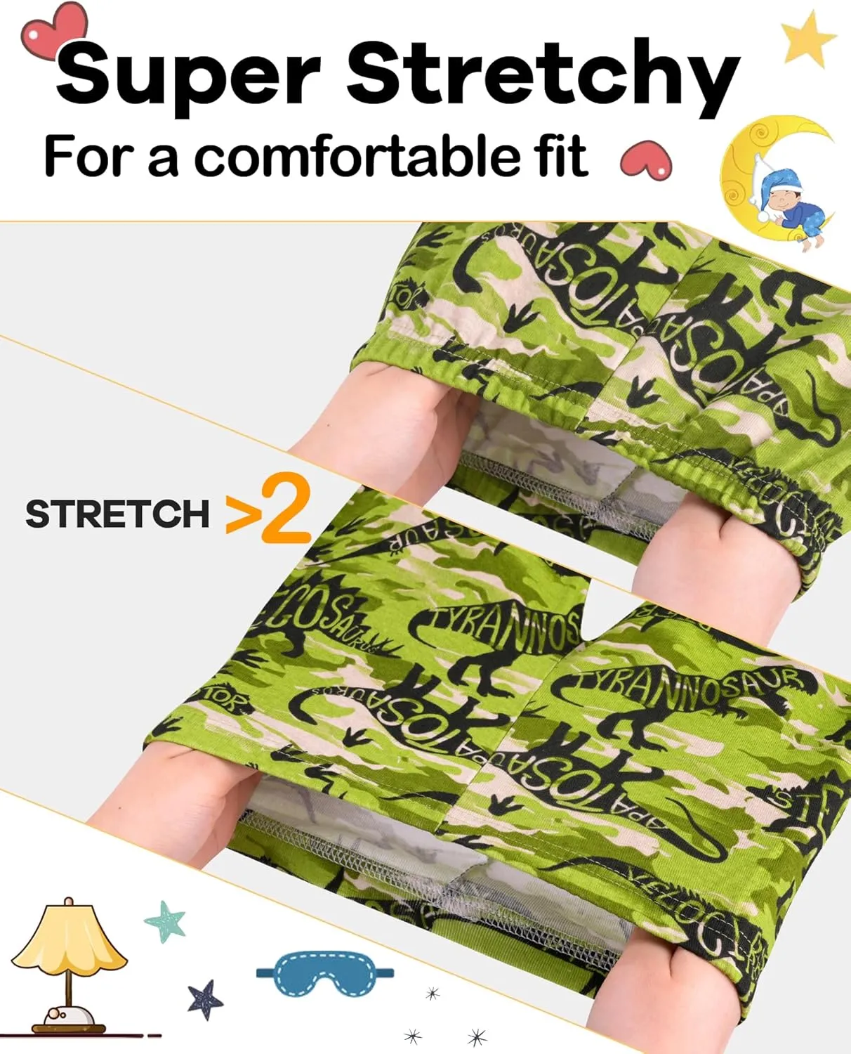 DAUGHTER QUEEN Boys Summer Pajamas Set 4 Pieces 100% Cotton Sleepwear Size 18 Months-12 Years