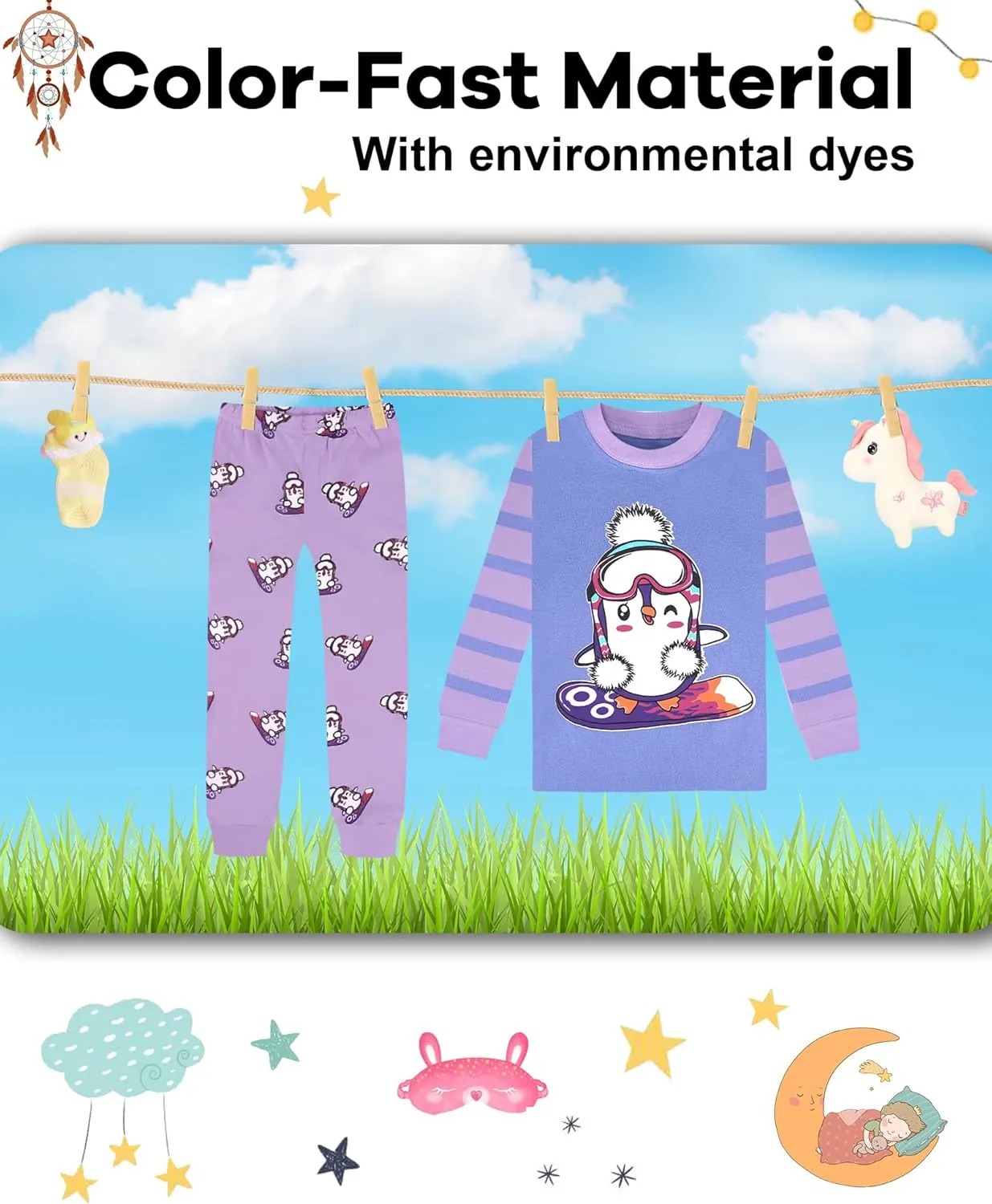 DAUGHTER QUEEN Girls 4 Pieces Cotton Pajamas Size 18 Months-12 Years