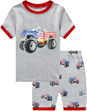 DDSOL Toddler Boys Pajamas Summer Pjs Kids Short Sets Baby Sleepwear Truck Car Soccer Jammies 2-7 Years