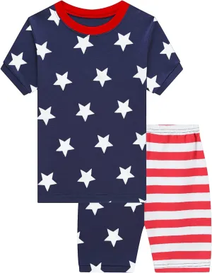 DDSOL Toddler Boys Pajamas Summer Pjs Kids Short Sets Baby Sleepwear Truck Car Soccer Jammies 2-7 Years