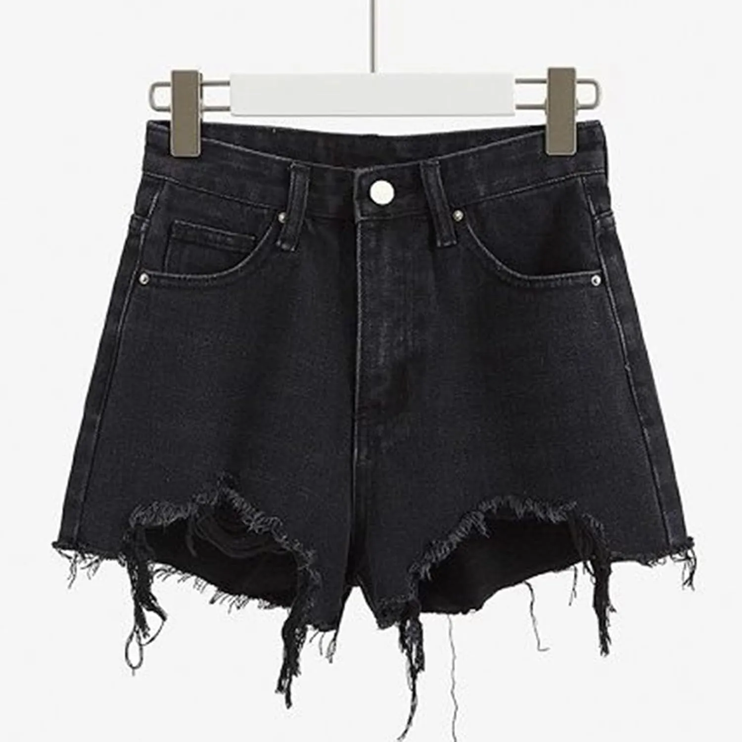 Denim Shorts for Womens Casual Frayed Hem Ripped Jeans Short Hotpants with Pockets High Waist Ripped Pants Shorts 2024
