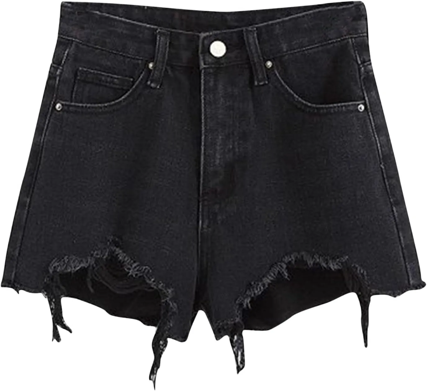 Denim Shorts for Womens Casual Frayed Hem Ripped Jeans Short Hotpants with Pockets High Waist Ripped Pants Shorts 2024
