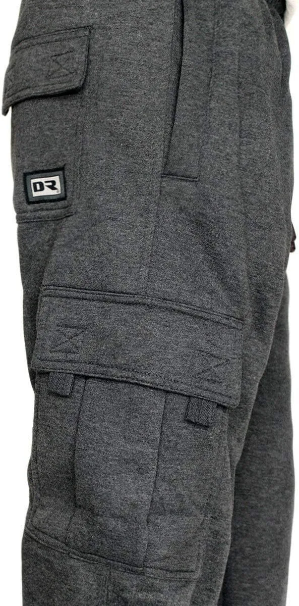 DREAM USA Men's Heavyweight Fleece Cargo Sweatpants