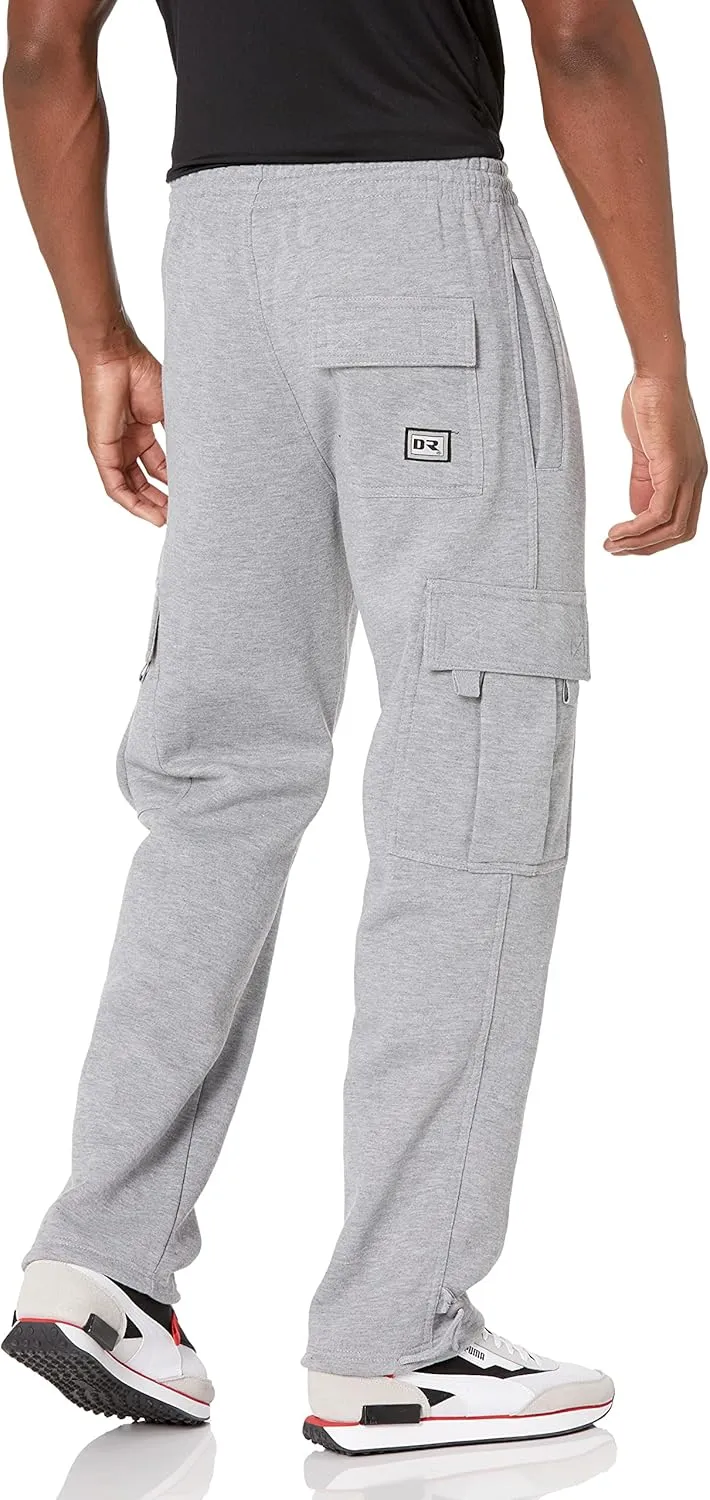 DREAM USA Men's Heavyweight Fleece Cargo Sweatpants