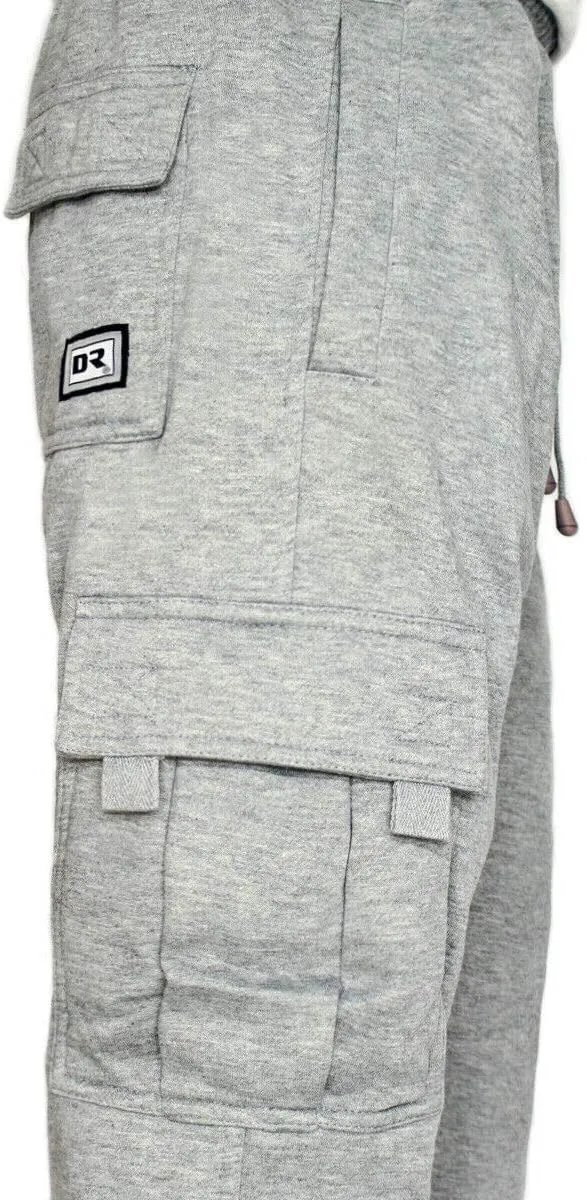 DREAM USA Men's Heavyweight Fleece Cargo Sweatpants